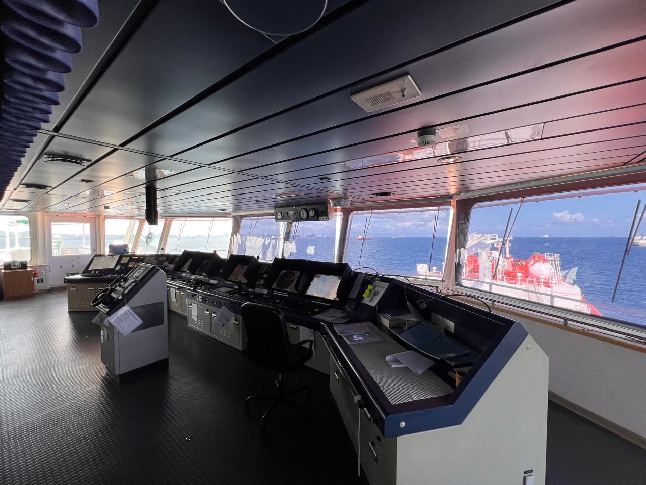Full view of a merchant navy bridge